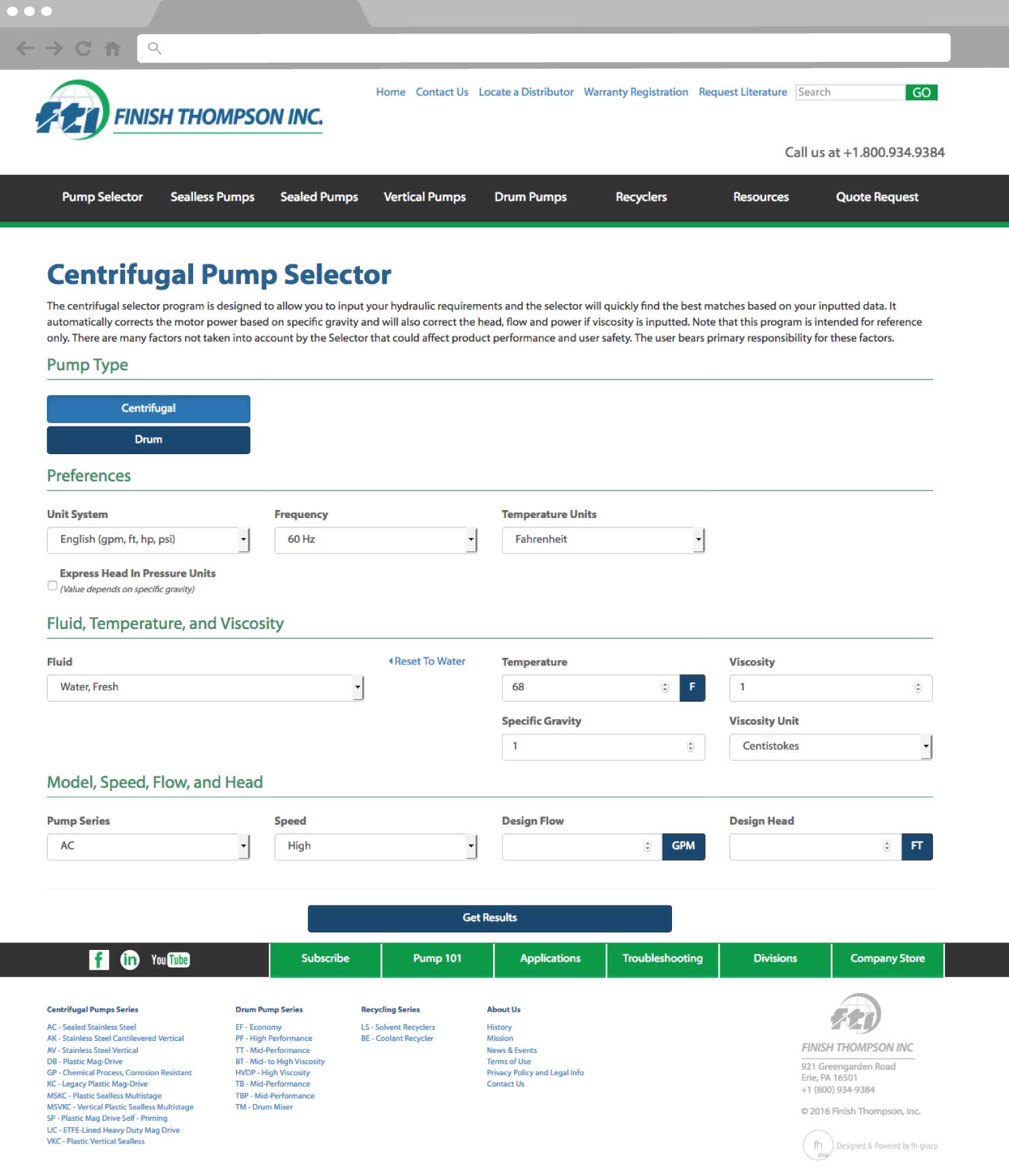 Finish Thompson Pump Selector